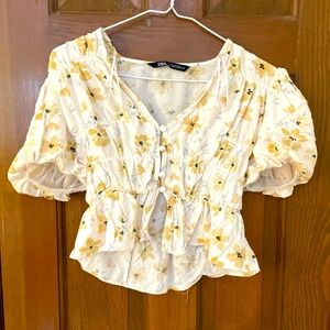 Zara puffed sleeve cropped top
